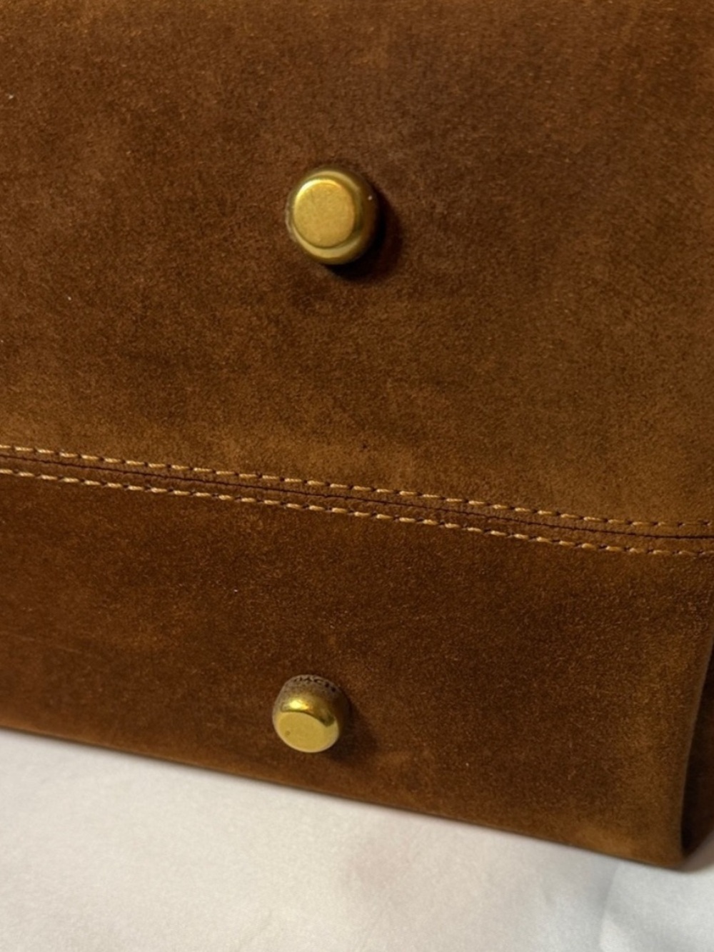Coach Soft Empire Carryall Bag 40 in Brown Suede Satchel with Pearl Accent Strap - Picture 5 of 15